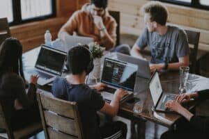 An image of a people working in an office.