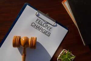 Felony Charges Document with Gavel Display